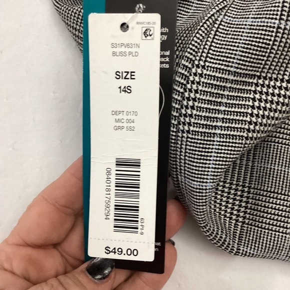 NWT Investments 5th Ave Fit Women's 14S Slim Leg Secret Support Plaid Pants - Picture 6 of 12